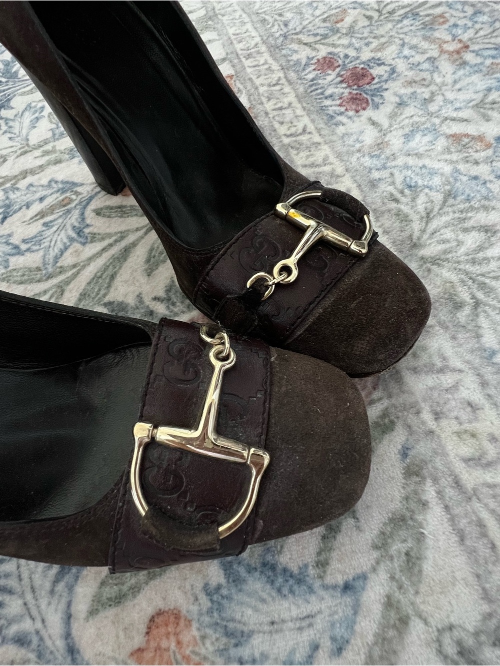 Authentic Vintage Gucci Brown Suede Block Heel Pumps Women’s US 9 (fit is 8.5) - Picture 5 of 5